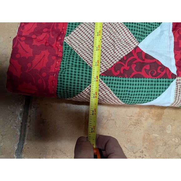 Handstitched QUILT Christmas Holiday comforter set Queen/ Full pillow SHAMS - Picture 6 of 14